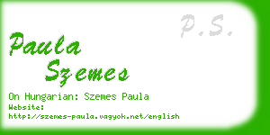 paula szemes business card